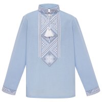 Вишиванка для хлопчика Колос - Яблуневий цвіт (блакитна) 158