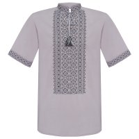 Вишиванка чоловіча з коротким рукавом Колос - Витонченість (сіра) 60