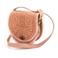 Сумка шкіряна "Калина", пудрова