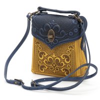 Сумка-рюкзак кожаная "Венеция", сине-жёлтая