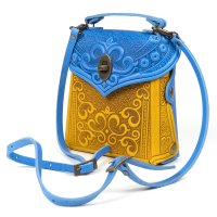 Сумка-рюкзак кожаная "Венеция", желто-голубая