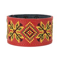 Браслет "Вишивка" (40 мм, червоний, №07)