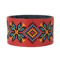 Браслет "Вишивка" (40 мм, червоний, №09)