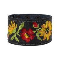 Браслет "Вишивка" (40 мм, чорний, №02)
