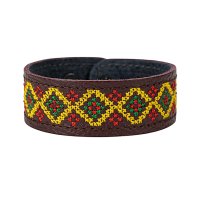 Браслет малий "Вишивка" (25 мм, бордовий, №02)