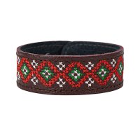Браслет малий "Вишивка" (25 мм, бордовий, №03)