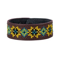 Браслет малий "Вишивка" (25 мм, бордовий, №04)