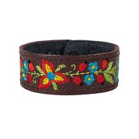 Браслет малий "Вишивка" (25 мм, бордовий, №08)