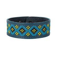 Браслет малий "Вишивка" (25 мм, синій, №01)