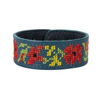 Браслет малий "Вишивка" (25 мм, синій, №08)