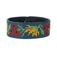 Браслет малий "Вишивка" (25 мм, синій, №09)