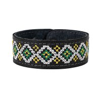 Браслет малий "Вишивка" (25 мм, чорний, №01)