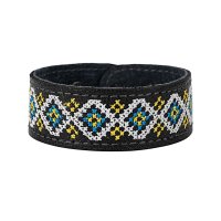 Браслет малий "Вишивка" (25 мм, чорний, №02)