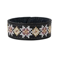 Браслет малий "Вишивка" (25 мм, чорний, №04)