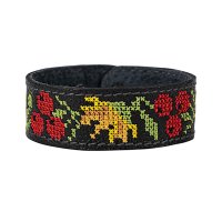 Браслет малий "Вишивка" (25 мм, чорний, №08)