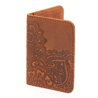 Обкладинка для ID картки "Квіти", коньяк