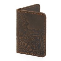 Обкладинка для ID картки "Квіти", темно-коричнева