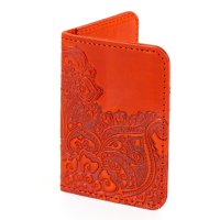 Обкладинка для ID картки "Квіти", червона