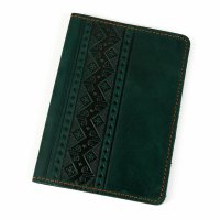 Обкладинка для паспорта "Вишивка", темно-зелена