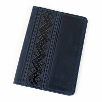 Обкладинка для паспорта "Вишивка", темно-синя