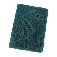 Обкладинка для паспорта "Гуцульський візерунок", бірюза