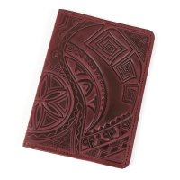 Обкладинка для паспорта "Гуцульський візерунок", бордо