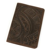 Обкладинка для паспорта "Гуцульський візерунок", темно-коричнева