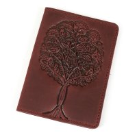 Обкладинка для паспорта "Дерево", бордо