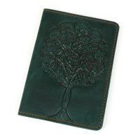 Обкладинка для паспорта "Дерево", темно-зелена