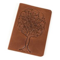 Обкладинка для паспорта "Дерево", коньяк