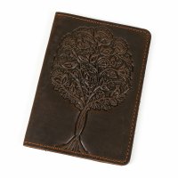 Обкладинка для паспорта "Дерево", темно-коричнева