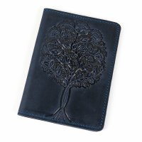Обкладинка для паспорта "Дерево", темно-синя