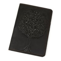 Обкладинка для паспорта "Дерево", чорна
