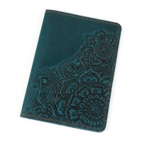 Обкладинка для паспорта "Квіти", бірюза