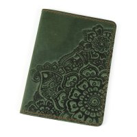 Обкладинка для паспорта "Квіти", зелена