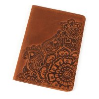 Обкладинка для паспорта "Квіти", коньяк
