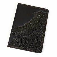 Обкладинка для паспорта "Квіти", чорна