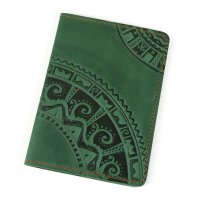 Обкладинка для паспорта "Півкола", зелена