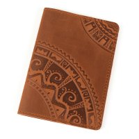 Обкладинка для паспорта "Півкола", коньяк