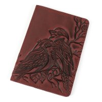 Обкладинка для паспорта "Пташки", бордо