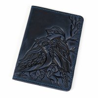 Обкладинка для паспорта "Пташки", темно-синя