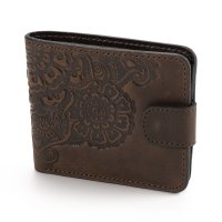 Гаманець малий "Квіти", темно-коричневий