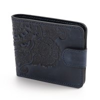 Гаманець малий "Квіти", темно-синій