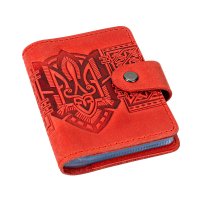 Візитниця "Тризуб - геометрія", червоний