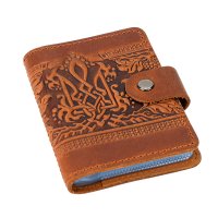 Візитниця "Тризуб - калина", коньяк