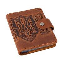 Візитниця "Тризуб - геометрія", коньяк