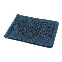 Зажим для грошей "Тризуб - геометрія", темно-синій