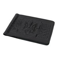 Зажим для грошей "Тризуб - геометрія", чорний