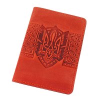 Обкладинка для військового квитка "Тризуб - геометрія", червоний