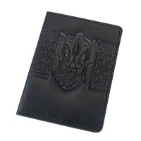 Обкладинка для військового квитка "Тризуб - геометрія", чорний